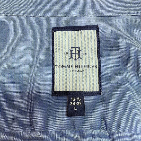 Tommy Hilfiger Ithaca Blue Cotton Dress Shirt, French Cuffs, Large 16.5 in,34-35 - Picture 2 of 7